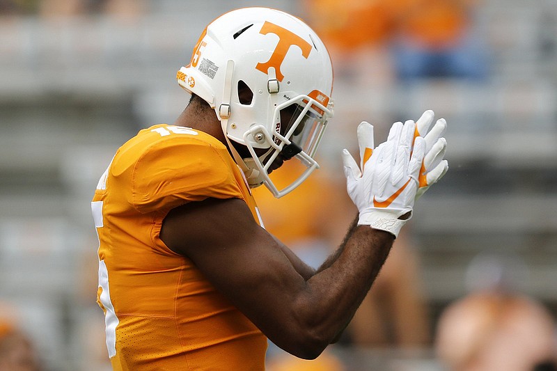 Staff file photo by C.B. Schmelter / Former Tennesssee receiver Jauan Jennings, a senior for the Vols during the 2019 season, is among the players who could have benefited from a pro day in Knoxville this spring ahead of the 2020 NFL draft. Still, Vols coach Jeremy Pruitt believes Jennings and other draft hopefuls, including safety Nigel Warrior, did plenty to impress pro scouts with their play on the field.