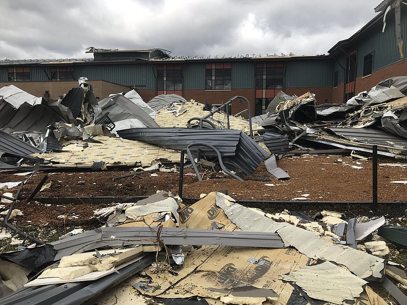 East Brainerd Elementary sustained significant damage last night. The photo above is what is left of a playground at the school. Director of Facilities Justin Witt said this is the worst damage to a school he's ever seen in Hamilton County. Staff photo by Meghan Mangrum 