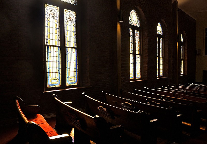 Staff Photo by Robin Rudd/ The sun shines through the windows of First Bapitist Church on East 8th Street illuminating the pews before the Chattanooga/Hamilton County Branch of the NAACP presented a Jubilee Day Celebration on January 1, 2020. Jubilee Day recalls Abraham Lincoln signing the Emancipation Proclamation, the document that freed the slaves.