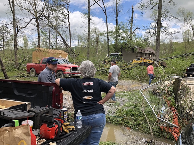 Photo contributed by Walker County Government / First responders and emergency management officials asses damage in Walker County from Sunday night's storm.