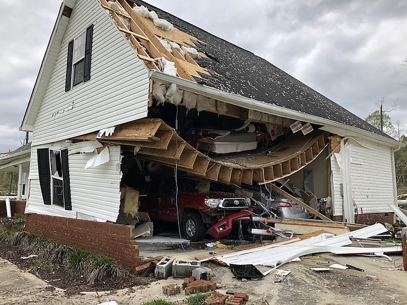 Photo contributed by Walker County Government / Damage to a garage in Walker County from Sunday's storm.