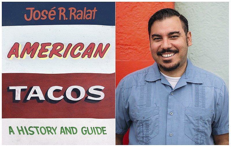 This combination photo shows "American Tacos: A History and Guide," left and a portrait of author José R. Ralat. The book illustrates Ralat's travels throughout the United States while he examines the global metamorphosis of a food that transcends borders, barriers, or bullets. (University of Texas Press, left, and Jose R. Ralat via AP)


