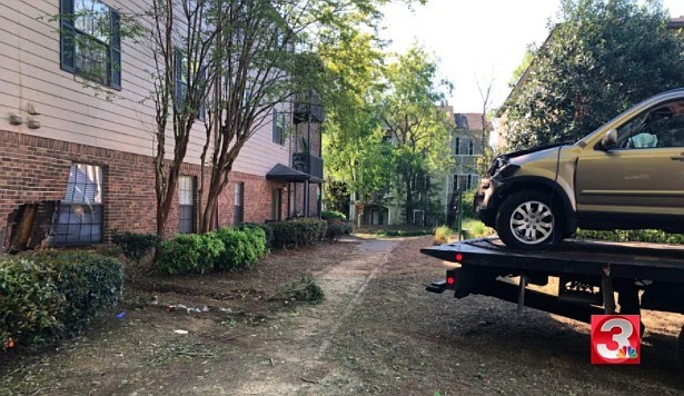 Chattanooga Fire Department officials say an SUV crashed into Hidden Creek Apartments on East Brainerd Road on Wednesday evening, April 15, 2020.