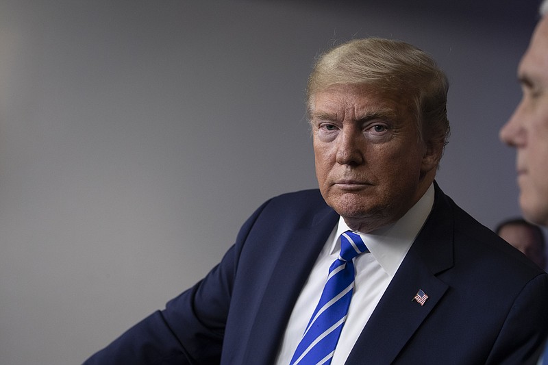 President Donald Trump pauses while speaking about the coronavirus in the James Brady Press Briefing Room of the White House, Thursday, April 23, 2020, in Washington. (AP Photo/Alex Brandon)


