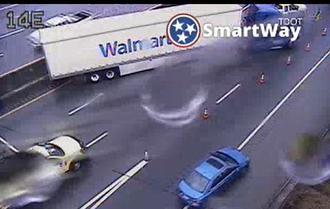 A jack-knifed semi has closed a portion of Interstate 24 Wednesday, April 20, around 4:30 p.m. 