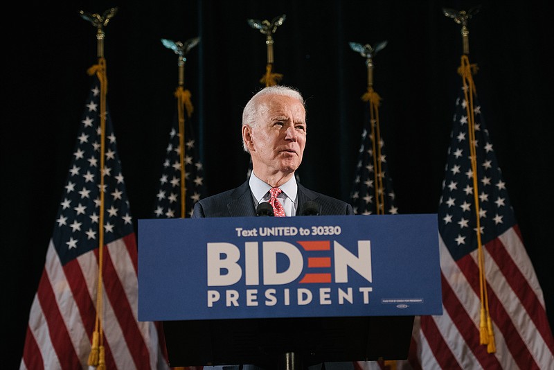 File photo, The New York Times / Former Vice President Joe Biden, the presumptive Democratic presidential nominee, during a March 12 news conference in Wilmington, Delaware.