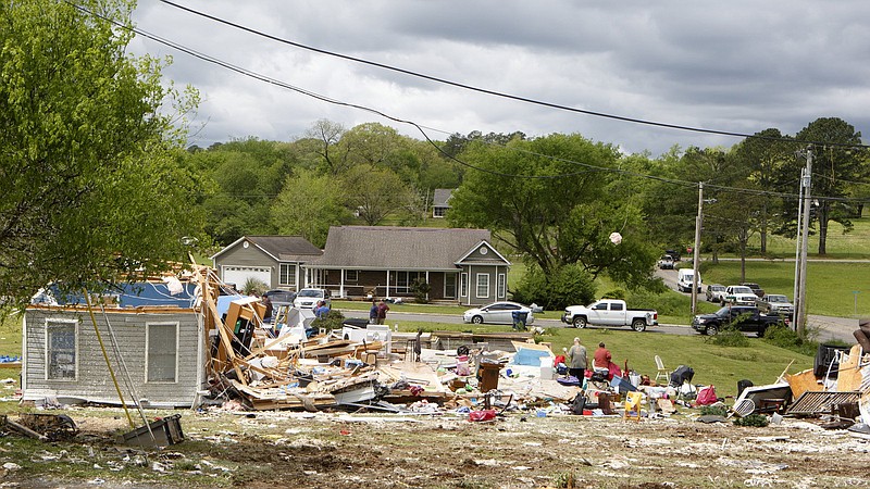 Staff photo by C.B. Schmelter / The remains of Jordan Ray's home are seen on Monday, April 13, 2020 in Chatsworth, Ga. Deadly storms tore through Northwest Georgia early Monday morning leaving six people confirmed dead in Murray County.