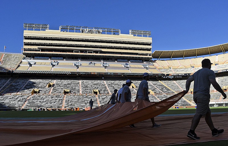 Staff photo by Robin Rudd / Knoxville's Neyland Stadium, shown before Tennessee's home football game against UTEP in September 2018, is set to host seven contests for the Vols during the upcoming season, but the coronavirus has created uncertainty for college football this year.