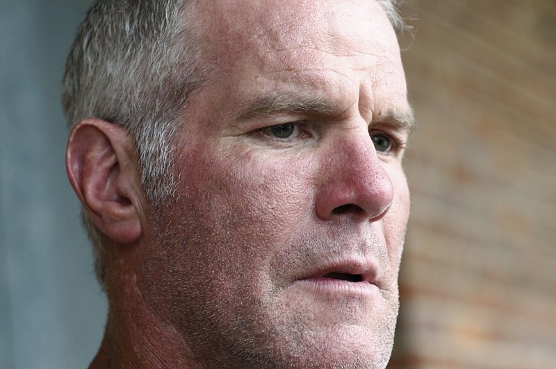 AP photo by Rogelio V. Solis / Former NFL quarterback Brett Favre speaks with reporters on Oct. 17, 2018, in Jackson, Miss., about his support for Willowood Developmental Center, a facility that provides training and assistance for special needs students.