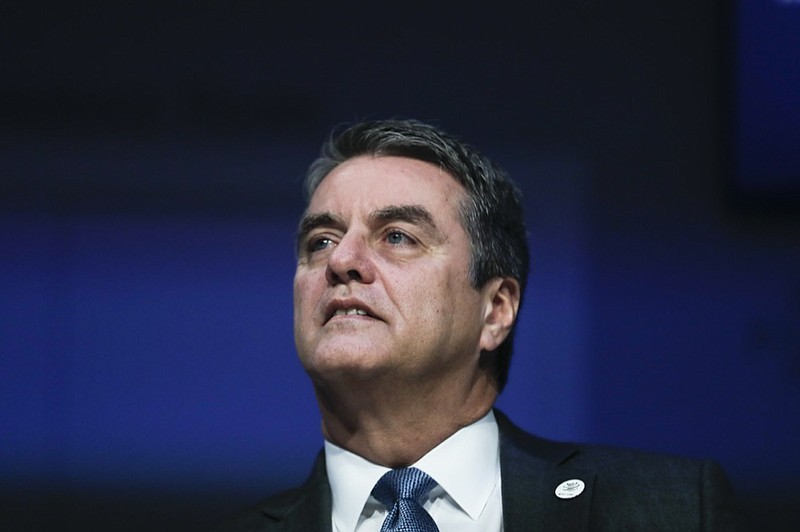 FILE - In this Thursday, Jan. 24, 2019 file photo, Roberto Azevedo, Director General of the World Trade Organization, WTO, attends a session at annual meeting of the World Economic Forum in Davos, Switzerland. It was announced on Thursday, May 14, 2020 that the head of the World Trade Organization says he will leave his post a year before his term expires, an unprecedented mid-term resignation at the WTO that he called a "personal decision." (AP Photo/Markus Schreiber, File)


