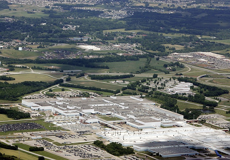 An aerial shot of the GM plant in context to the surrounding area in Spring Hill, Tenn., Thursday, May 28, 2009. (JAE S. LEE / THE TENNESSEAN)