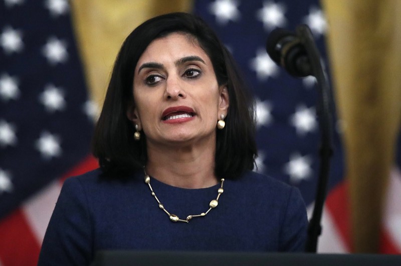 FILE - In this April 30, 2020 file photo Administrator of the Centers for Medicare and Medicaid Services Seema Verma speaks about protecting seniors, in the East Room of the White House in Washington. Federal authorities aren't setting any hard dates for when nursing homes can allow family members to visit again. "We're urging governors to proceed with extreme caution because these are the most vulnerable citizens. We know that nursing homes have struggled," said Seema Verma, head of CMS, in a phone interview, Monday, May 18, 2020. (AP Photo/Alex Brandon, file)


