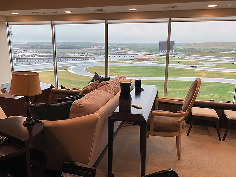 AP photo by Steve Reed / The from a condominium on Charlotte Motor Speedway property in Concord, N.C., on Wednesday shows what a resident will see of the track during the Cup Series' Coca-Cola 600 on Sunday.