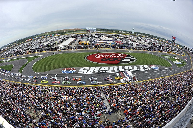 AP photo by Mike McCarn / The field takes the green flag to start the NASCAR Cup Series' Coca-Cola 600 on May 27, 2018, at Charlotte Motor Speedway in Concord, N.C.