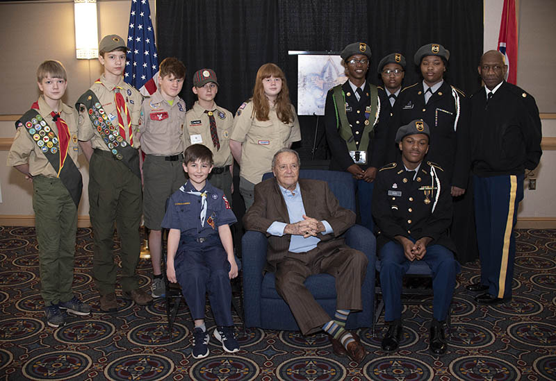 Coach Bobby Bowden with local Boy Scout and ROTC members / Photo by Michael Hampton