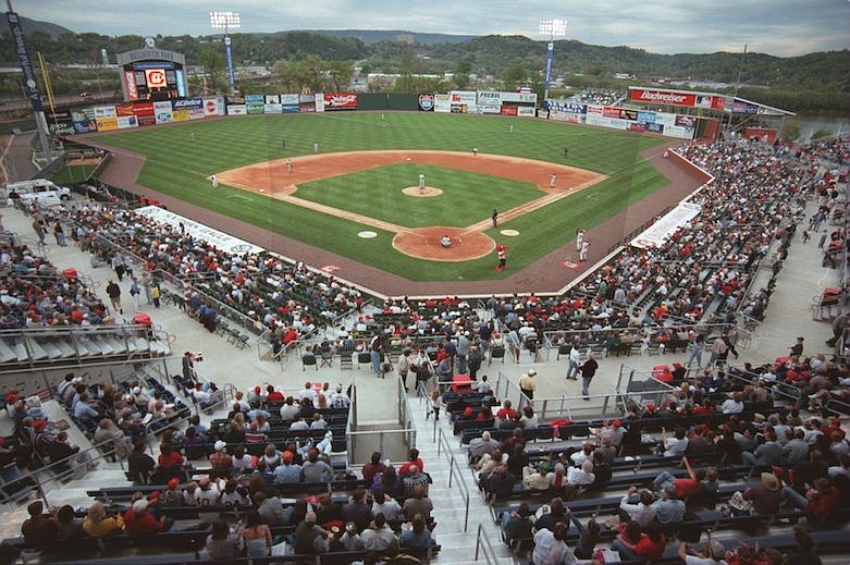 Staff photo / This photo was taken April 10, 2000, during the Chattanooga Lookouts' home opener at their new downtown stadium, BellSouth Park. The venue's name was changed to AT&T Field in March 2007,