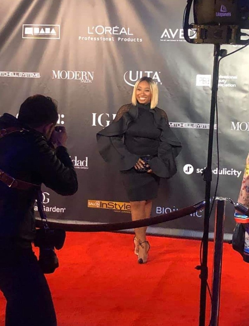 Photo contributed by Genia Church / Genia Church arrives on the Red Carpet as a Haircolor Finalist for the 2020 North American Hairstylist Awards in January at the Long Beach Convention Center in Long Beach, California.