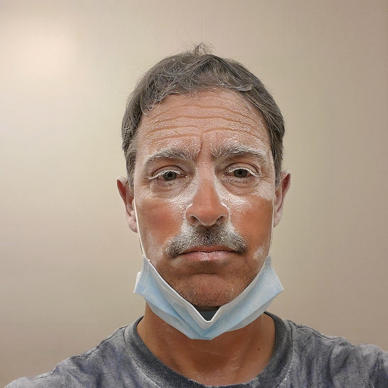 Photo from Bo Wagner / Have you seen this man? This selfie of Bo Wagner covered in drywall dust has gone viral as a statement by some anti-mask wearers that masks can't protect users from small particles in the air. In some discussions, medical personnel have weighed in with reminders that masks are effective at containing the wearer's cough and sneeze droplets, especially important for asymptomatic COVID-19 patients who may not know they carry the coronavirus. Wagner says he's surprised that it's his nose that has ultimately brought him fame.