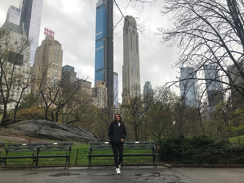Madison Smyth in a near empty Central Park on her first day working as a temporary nurse in New York./Contributed Photo by Madison Smyth 