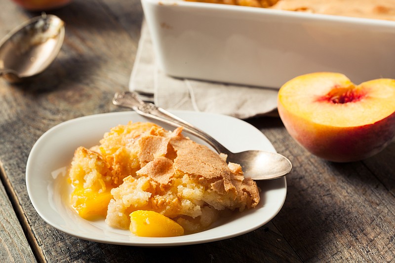 Delicious Homemade Peach Cobbler - stock photo food tile dessert tile cobbler peach tile / Getty Images

