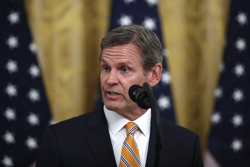 Tennessee Gov. Bill Lee speaks about protecting seniors, in the East Room of the White House, Thursday, April 30, 2020, in Washington. (AP Photo/Alex Brandon)