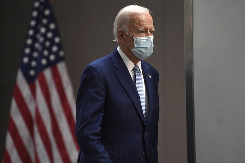 Democratic presidential candidate, former Vice President Joe Biden arrives to speak during an event in Dover, Del., Friday, June 5, 2020. (AP Photo/Susan Walsh)

