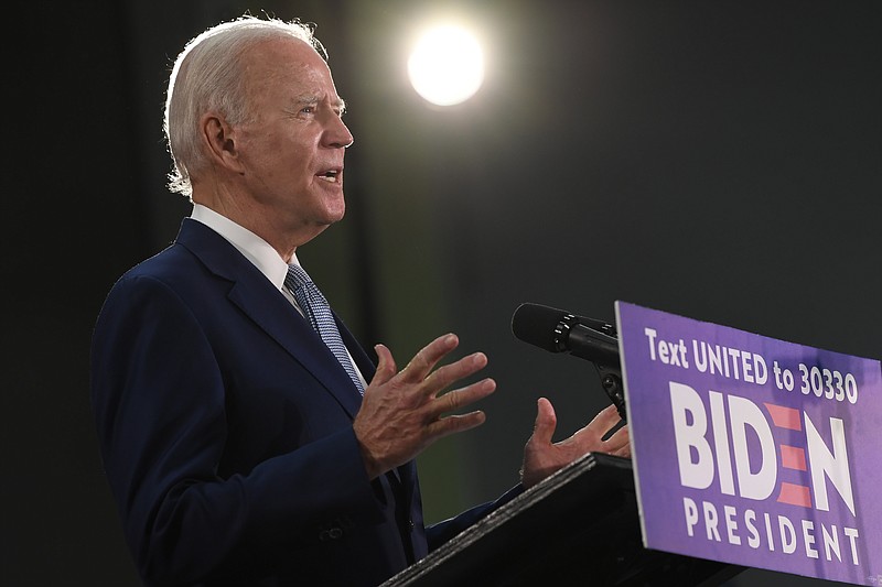 Democratic presidential candidate, former Vice President Joe Biden speaks during an event in Dover, Del., Friday, June 5, 2020. Biden has won the last few delegates he needed to clinch the Democratic nomination for president. (AP Photo/Susan Walsh)