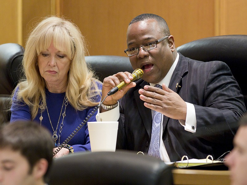 State Rep. Antonio Parkinson, D-Memphis, speaks in a Tennessee House committee in this 2012 photo. (AP Photo/Erik Schelzig)