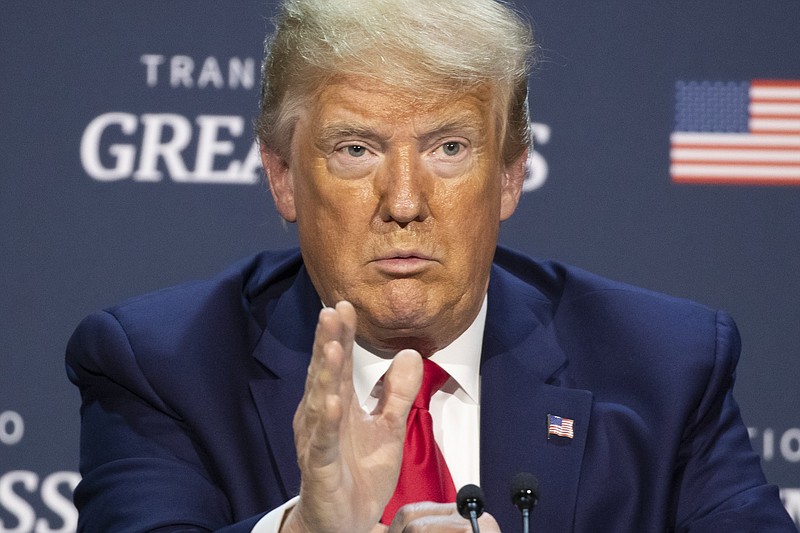 In this June 11, 2020 photo, President Donald Trump speaks during a roundtable discussion about "Transition to Greatness: Restoring, Rebuilding, and Renewing," at Gateway Church Dallas in Dallas. Trump says that mail-in voting presents the greatest threat to his reelection hopes and he suggested that legal efforts in several states launched by his allies might decide November's election. Trump has asserted without evidence that expanded mail-in voting will lead to the "greatest Rigged Election in history." (AP Photo/Alex Brandon)



