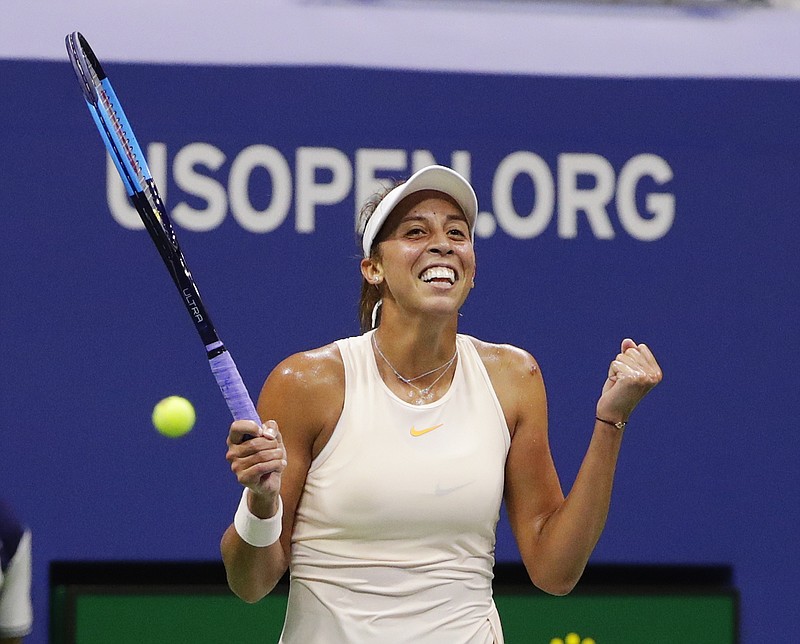 AP photo by Frank Franklin II / Madison Keys celebrates after defeating Carla Suarez Navarro in a U.S. Open quarterfinal on Sept. 5, 2018, in New York.