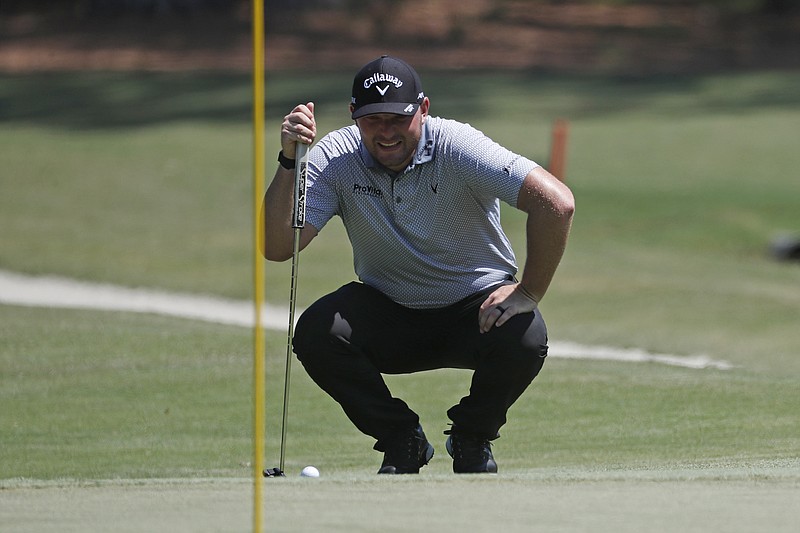 AP photo by Gerry Broome / Matthew NeSmith lines up a putt on the eighth green at Harbour Town Golf Links during the third round of the PGA Tour's RBC Heritage tournament Saturday on Hilton Head Island, S.C.