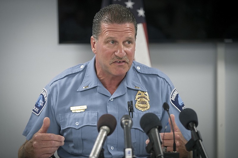 FILE - In this July 30, 2018 file photo, Minneapolis Police Union President Lt. Bob Kroll speaks during a news conference in Minneapolis. Talk of changing the Minneapolis Police Department is everywhere in the wake of George Floyd's death in an encounter with four officers. But real change may depend on confronting a powerful union that has resisted similar attempts for years. Local politicians and police leaders have long blamed an entrenched culture in the department and the union. (Elizabeth Flores/Star Tribune via AP)