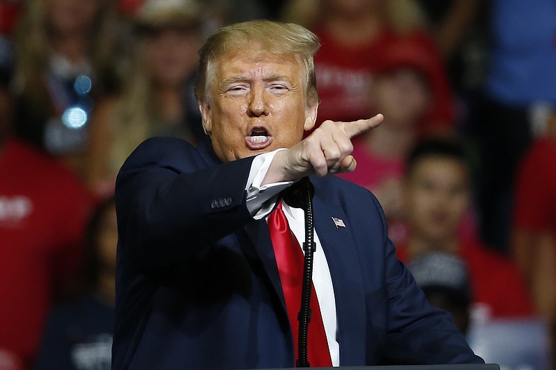 Photo by Sue Ogrocki of The Associated Press / President Donald Trump speaks during a campaign rally at the BOK Center on Saturday, June 20, 2020, in Tulsa, Oklahoma.