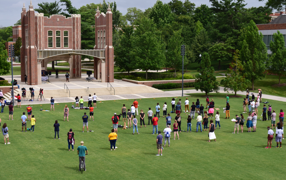 Staff Photo by Robin Rudd / UTC students and the Chattanooga community held a demonstration at the school's Chamberlain Field to show solidarity with Black Lives Matter.