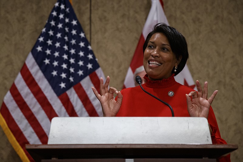 Photo by Carolyn Kaster of The Associated Press / District of Columbia Mayor Muriel Bowser speaks during a news conference on Capitol Hill in Washington on Thursday, June 25, 2020, about D.C. statehood.