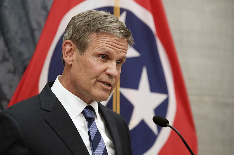 Tennessee Gov. Bill Lee answers questions during a news conference Wednesday, July 1, 2020, in Nashville, Tenn. (AP Photo/Mark Humphrey)