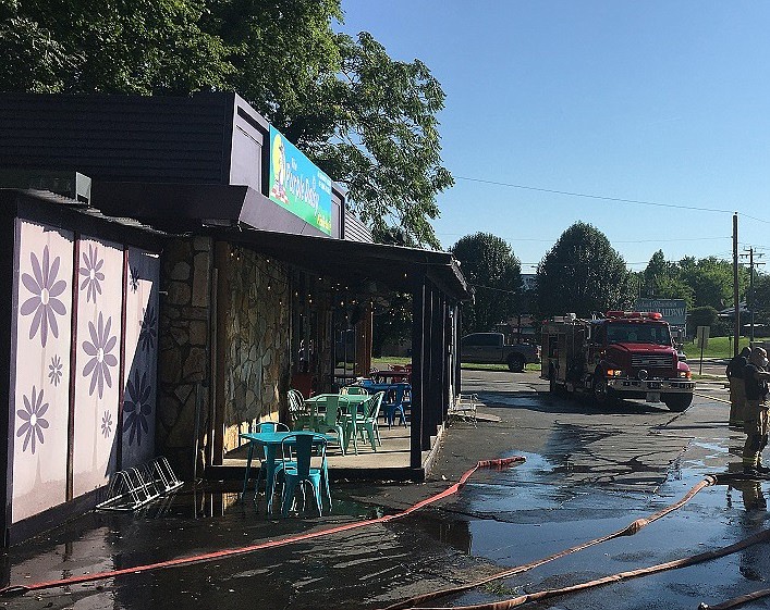 Chattanooga firefighters responded to a fire at the cooking section of Purple Daisy Picnic Cafe in St. Elmo on Friday, July 3, 2020. / Photo by Captain Chris Cordes/Chattanooga Fire Department

