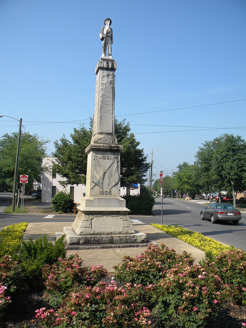 Staff file photo by Randall Higgins / The Confederate statue in Cleveland, Tenn. — shown here in 2011 when a its centennial was marked — has become a lightning rod of controversy rousing competing online petitions seeking its removal and relocation and keeping it where it is.