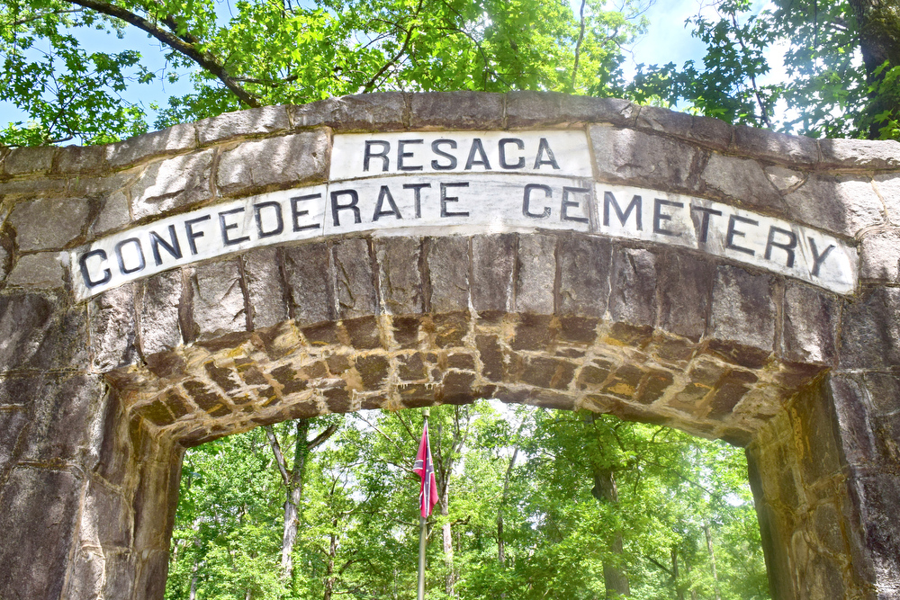 Staff Photo by Robin Rudd / A stone arch marks the entrance to the Resaca Confederate Cemetery. The site is the burial place of over 450 Confederate soldiers who died during the Battle of Resaca which took place May 14 and 15, 1864. Some of the soldiers were identified but 424 graves are marked "unknown".
