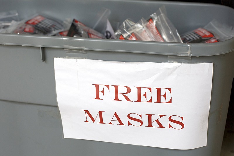 Staff photo by C.B. Schmelter / Free masks are seen outside of the Hamilton County Health Department on Monday, July 6, 2020 in Chattanooga, Tenn.