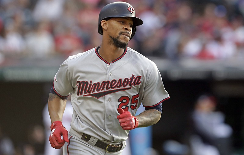 AP photo by Tony Dejak / Minnesota Twins center fielder Byron Buxton runs the bases after hitting a three-run homer against the host Cleveland Indians on June 5, 2019.