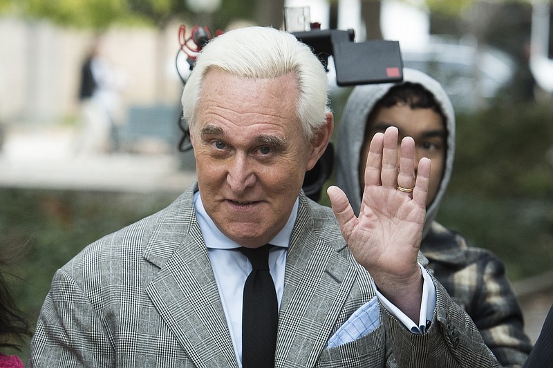 File photo by Cliff Owen of The Associated Press / In this Nov. 7, 2019, photo, Roger Stone arrives at federal court in Washington.