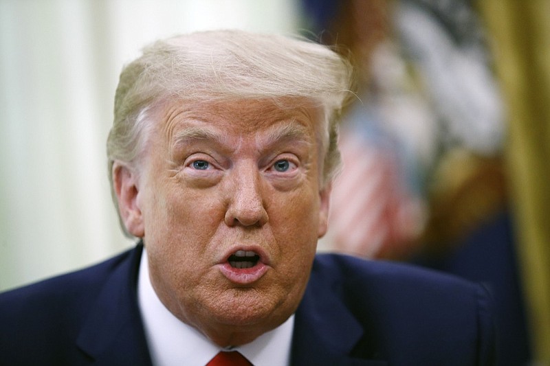 President Donald Trump speaks during a law enforcement briefing in the Oval Office of the White House, Wednesday, July 15, 2020, in Washington. (AP Photo/Patrick Semansky)