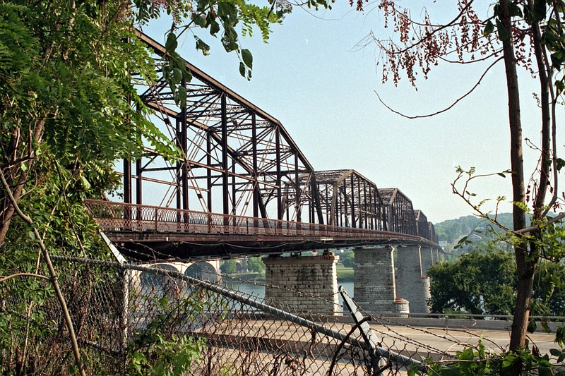 Between 1978 and 1993, the Walnut Street Bridge in downtown Chattanooga was closed over safety concerns. The bridge, once marked for demolition, was ultimately saved and turned into a pedestrian walkway in the 1990s. Contributed photo by George Baker, from ChattanoogaHistory.com.