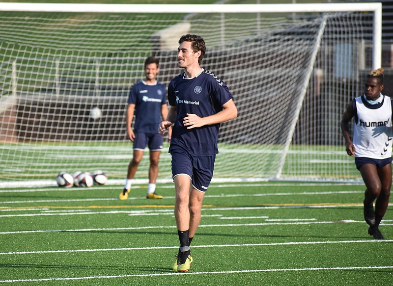 Staff file photo by Patrick MacCoon / Ian McGrath has scored in each of his first three matches with Chattanooga Football Club, including the second goal of Saturday night's 3-0 home win against Savannah Clovers FC in an NISA Independent Cup round-robin match at Finley Stadium.