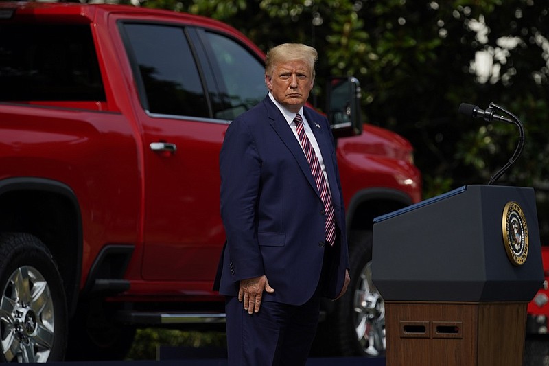 President Donald Trump pauses as he speaks during an event on regulatory reform on the South Lawn of the White House, Thursday, July 16, 2020, in Washington. (AP Photo/Evan Vucci)