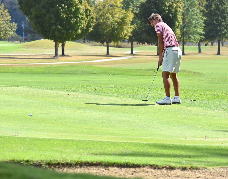 Staff file photo by Patrick MacCoon / Baylor golfer Sheldon McKnight has finished third in the state tournament the past two seasons. After a standout summer, he looks poised for a big junior season this fall.