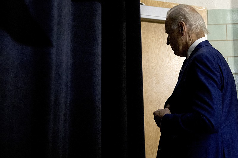 Democratic presidential candidate former Vice President Joe Biden leaves after speaking at a campaign event at the Colonial Early Education Program at the Colwyck Training Center, Tuesday, July 21, 2020 in New Castle, Del. (AP Photo/Andrew Harnik)


