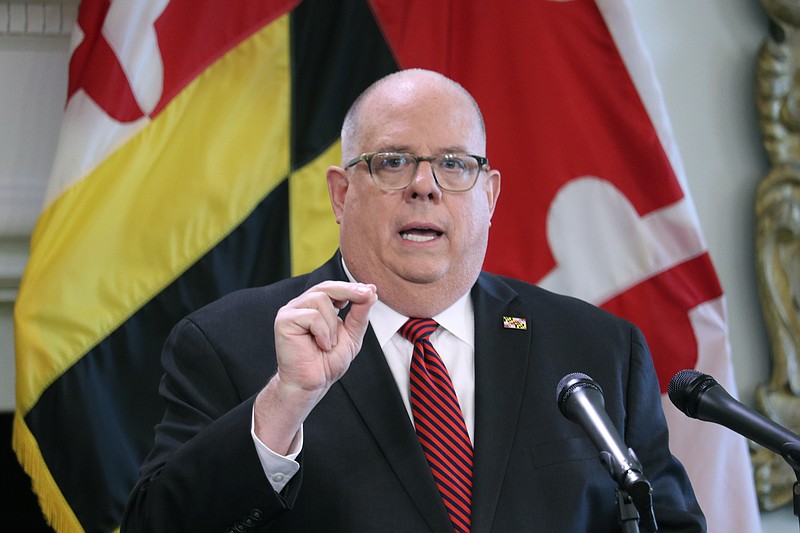 Photo by Brian Witte of the Associated Press /Maryland Gov. Larry Hogan, shown here in this June 3, 2020, file photo at a news conference, announced earlier this month that he is releasing a book about national politics and his experience as governor.