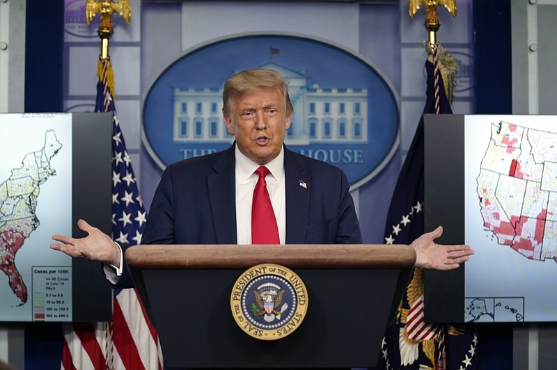 President Donald Trump speaks during a news conference at the White House, Thursday, July 23, 2020, in Washington. (AP Photo/Evan Vucci)


